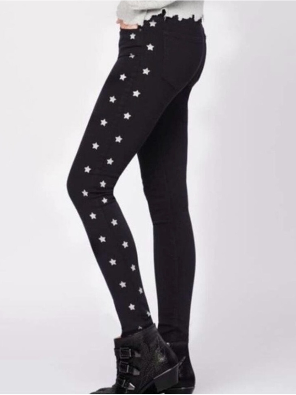 Black Orchid Luxury Soft Black jeans with silver star down the side